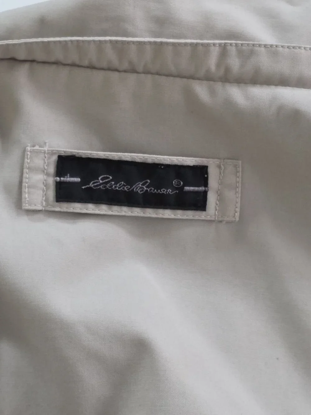 Vtg Eddie Bauer Field Jacket Men L Beige LS Grandpa Outdoor Heritage Lined FLAWS